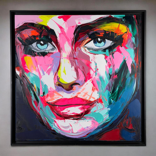 FRANÇOISE NIELLY - "Virginia" - Retrato Expresivo Grande - Francia - 2021 (80 x 80 cm / 31.5 x 31.5 in)