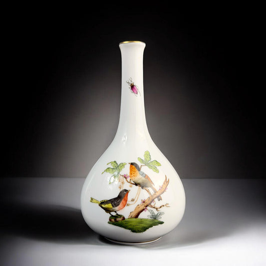 Herend, Rothschild Bird Porcelain Vase, Hand Painted Hungary, 5.1”
