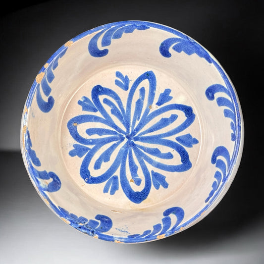 Spanish Blue and White Fajalauza Lebrillo Bowl from Granada